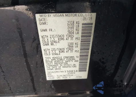 2019 Nissan Murano Platinum из США, поврежденный, VIN 5N1AZ2MJ7KN150858